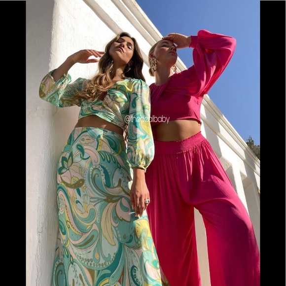 Zara Set Skirt + Crop Top 70’s Green White - Picture 5 of 12